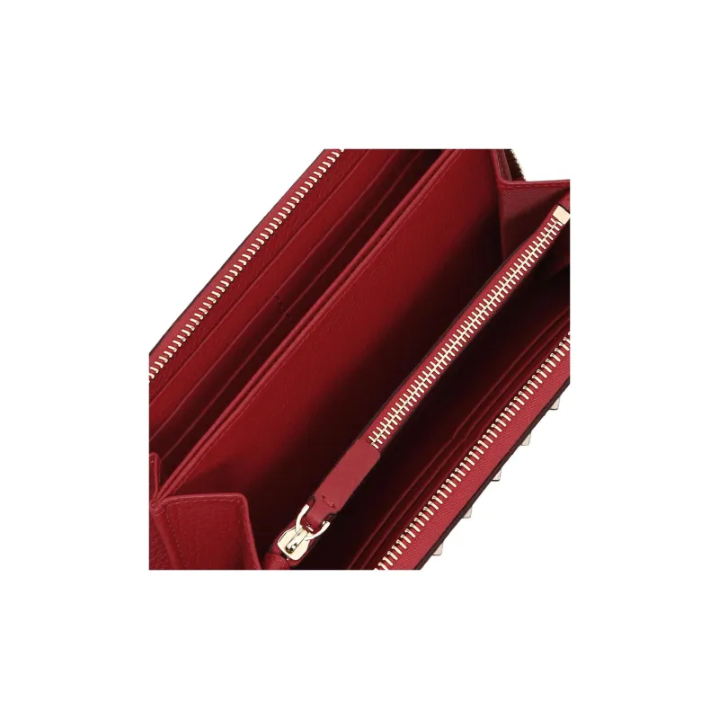 Valentino GARAVANI ROCKSTUD Grained Calfskin Wallet Women's Red & Pink-3