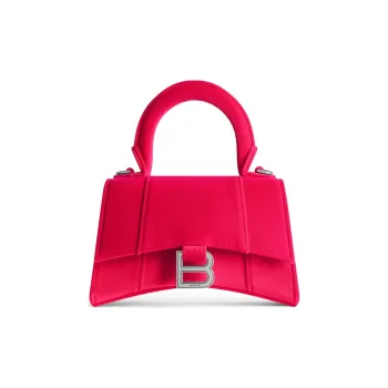 Balenciaga Hourglass Velvet Crossbody One Shoulder Handbags Extra Small Women's Bright Pink