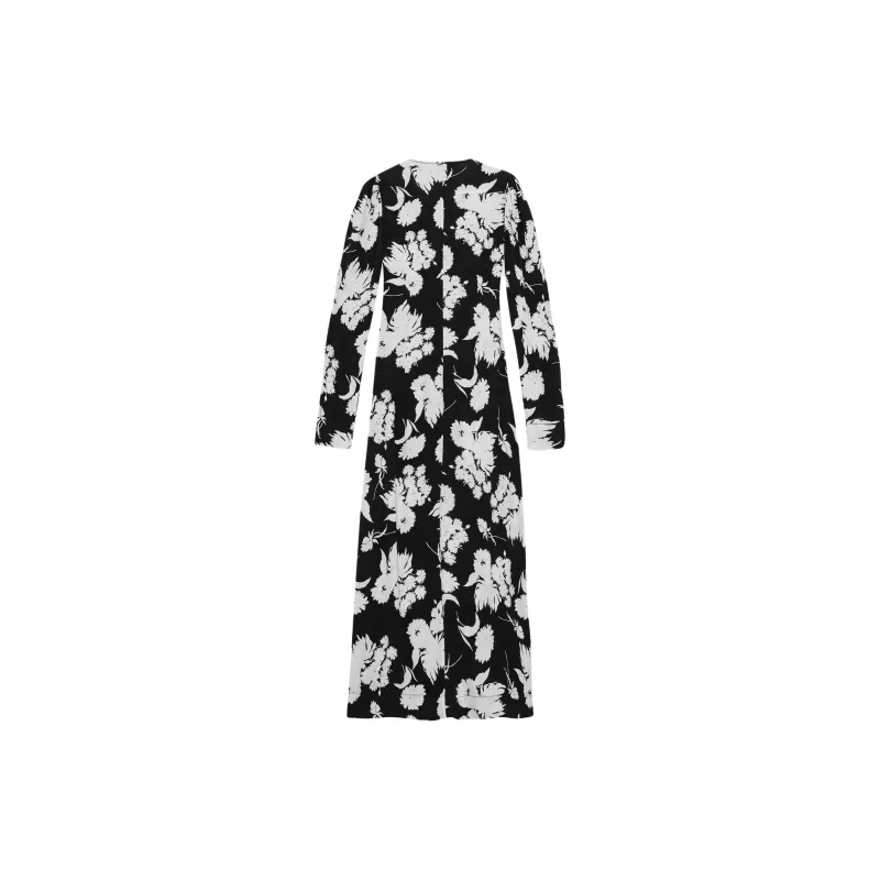 GANNI V Neck Floral Printed Midi Dress-1