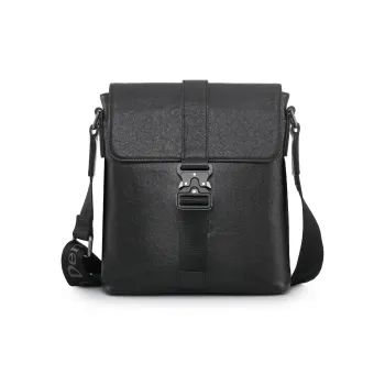 Chrisdien Deny Cow Leather Messenger Bag, Crossbody Bag, Shoulder Bag Trumpets Men's Black