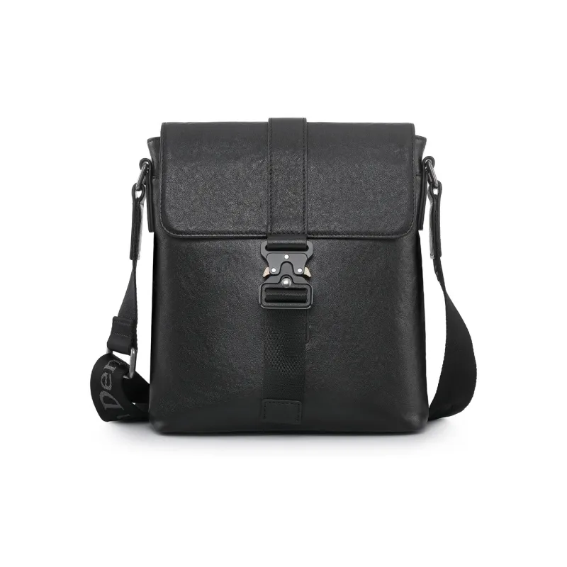 Chrisdien Deny Cow Leather Messenger Bag, Shoulder Bag Trumpets Men's Black-0