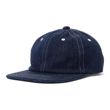 Beams Cotton Cow Leather Baseball Caps Men's Indigo