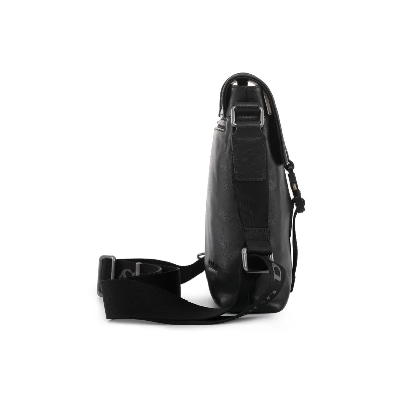 Chrisdien Deny Cow Leather Messenger Bag, Shoulder Bag Trumpets Men's Black-3