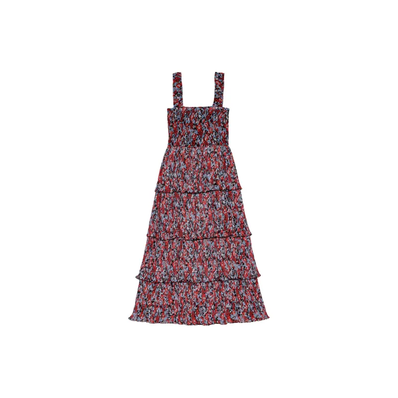 GANNI Floral print Layered Midi Dress-1