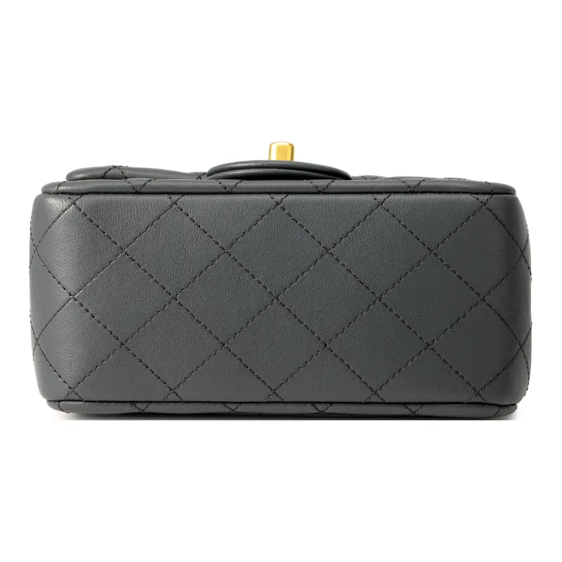 CHANEL Lambskin Chain Bag, Shoulder Bag, Crossbody Bag Women's Dark Gray-3