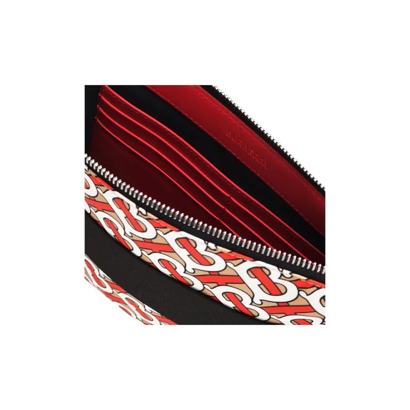 Burberry Cow Leather Clutch Unisex Orange Red Print-3