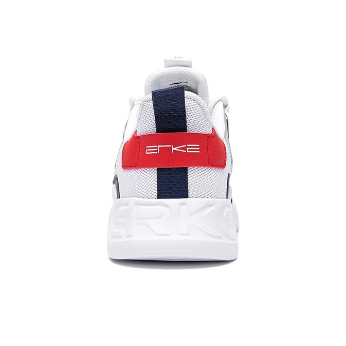 Erke Wear resistant And Lightweight Low Top Casual Shoes Men's White Bay Blue-3