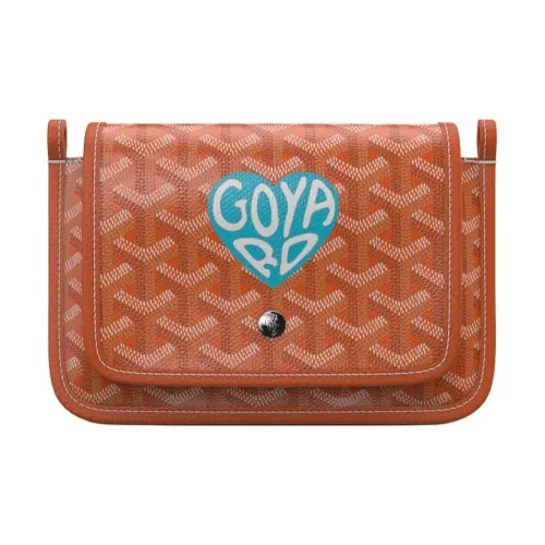 GOYARD Plumet Canvas With Leather Envelope Bag Crossbody Bag Shoulder Bag Unisex Orange With Turquoise Blue Heart
