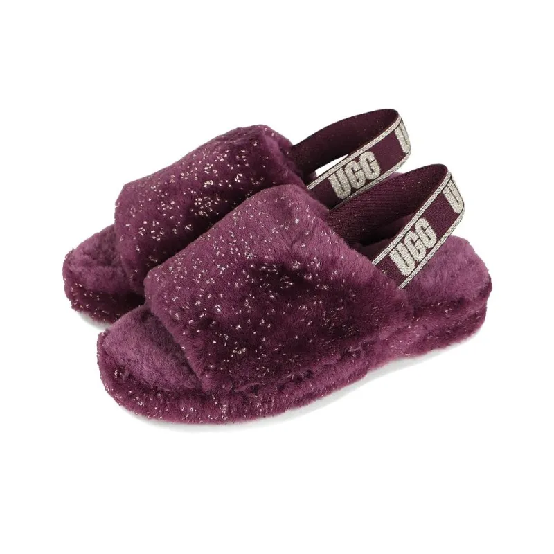 UGG Women's Fluff Yeah Slide 'Metallic Sparkle - Pinot Noir'-1
