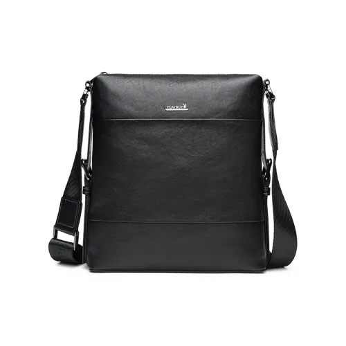 Playboy Cow Leather Crossbody Bag Shoulder Bag Large Size Men's Black