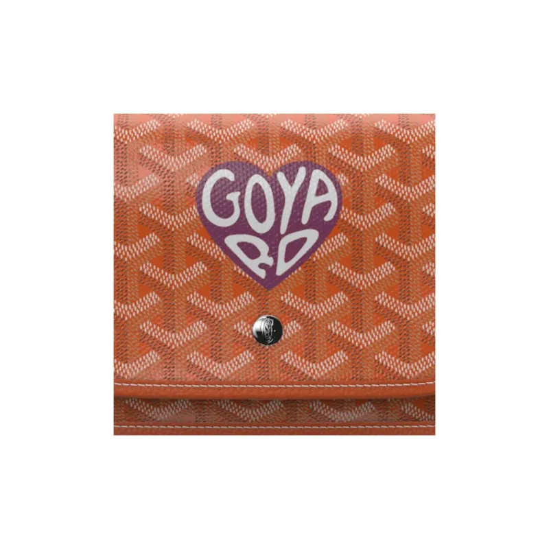 GOYARD Plumet Canvas With Leather Envelope Bag Crossbody Bag Shoulder Bag Unisex Orange & Red Small Heart-5