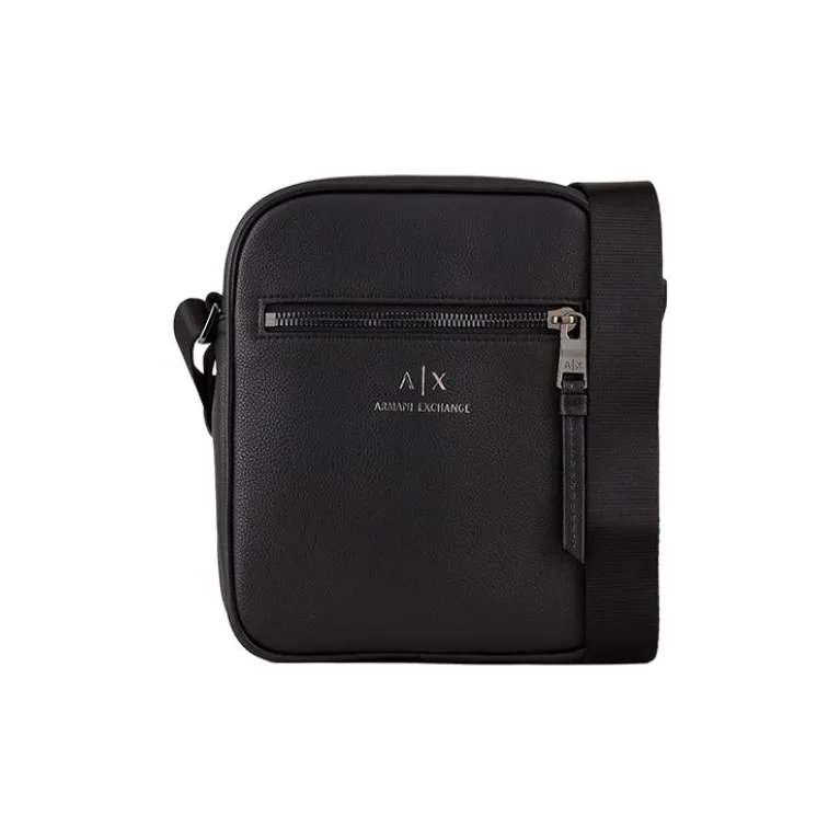 ARMANI EXCHANGEAE PU Shoulder Bag, Crossbody Bag Medium Size Men's Black-0