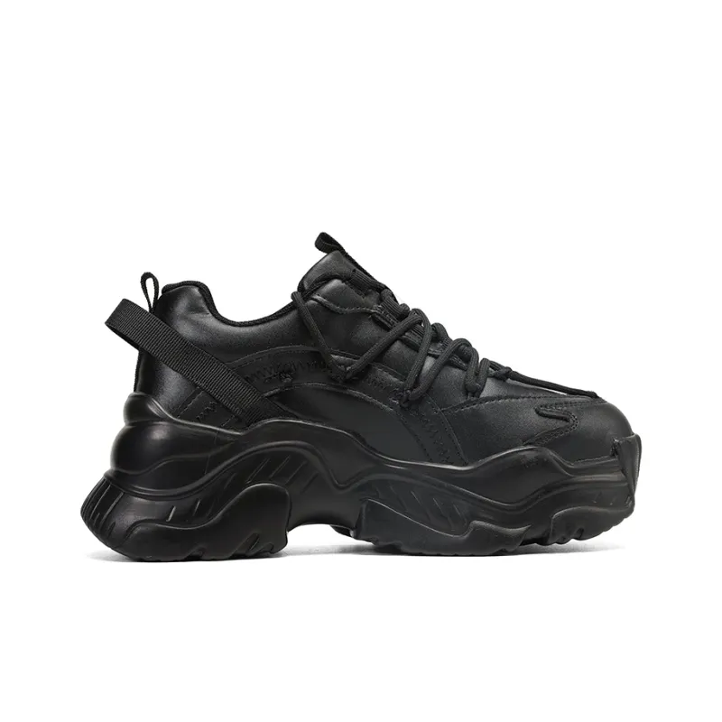 ORD Black Warrior Cushioned Anti Slip And Wear Resistant Lightweight Low Top Chunky Sneakers Unisex Black-1