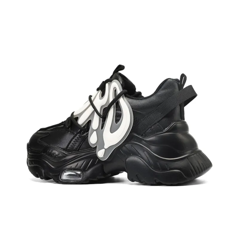 ORD Black Warrior Cushioned Anti Slip And Wear Resistant Lightweight Low Top Chunky Sneakers Unisex Black-3