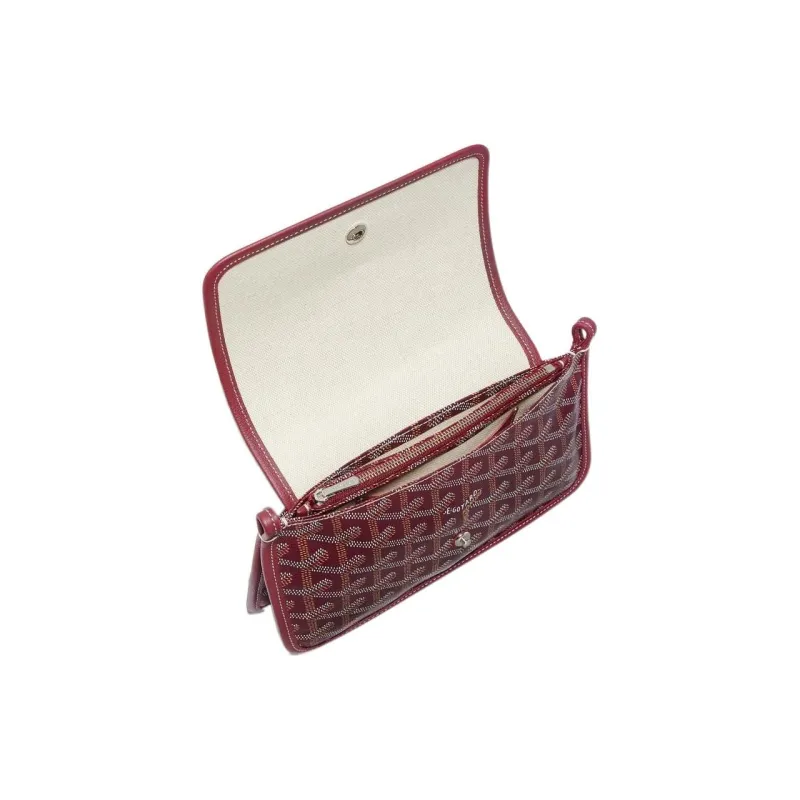 GOYARD Canvas With Leather Envelope Bag Crossbody Bag Shoulder Bag Unisex Burgundy & Light Pink Small Heart-4