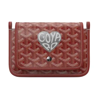 GOYARD Plumet Canvas With Leather Envelope Bag Crossbody Bag Shoulder Bag Unisex Red & Silver Small Heart
