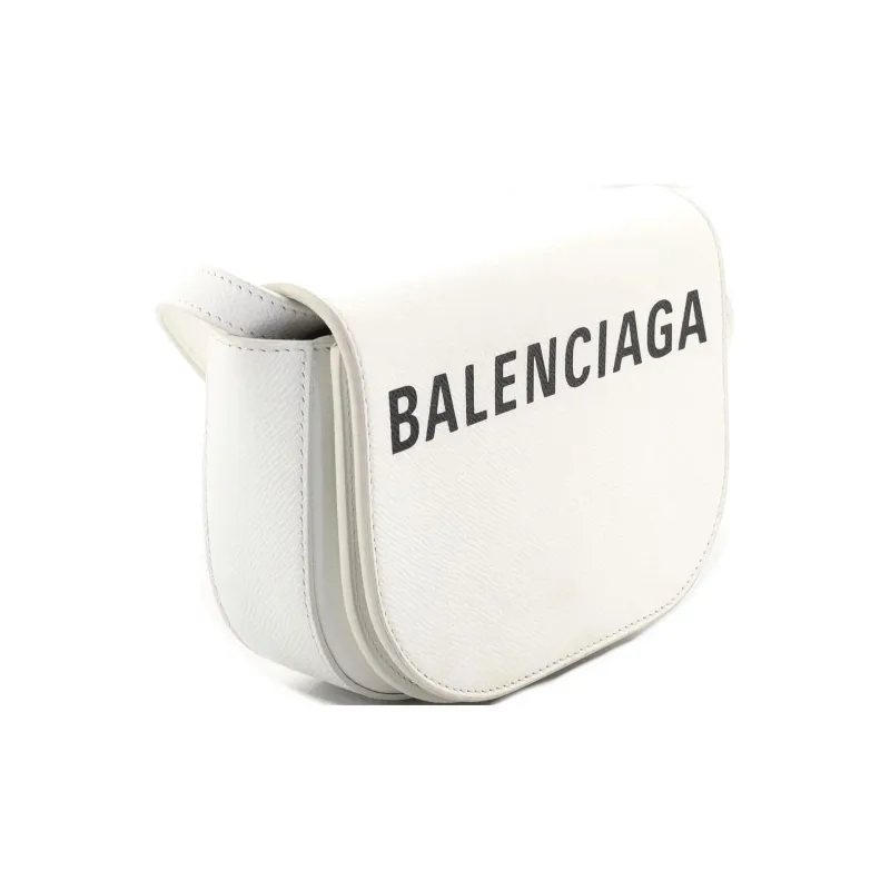 Balenciaga Leather Saddle Bag Shoulder Bag Crossbody Bag Women's White-1