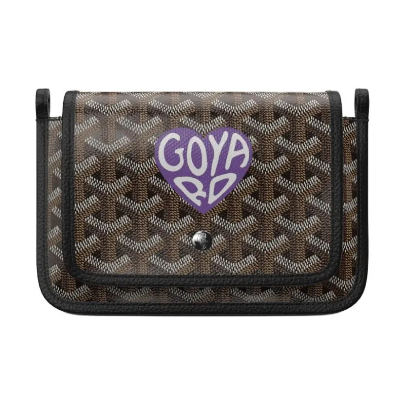 GOYARD Plumet Canvas With Leather Envelope Bag Clutch Crossbody Bag Shoulder Bag Unisex Black/Purple Heart Edition-0