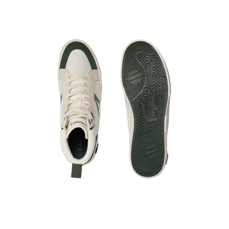 LACOSTE High Top Skateboard Shoes Men's White Green-3