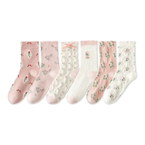 Caramella Mid-Calf Socks Women's 6 Pairs Gift Box Packaged