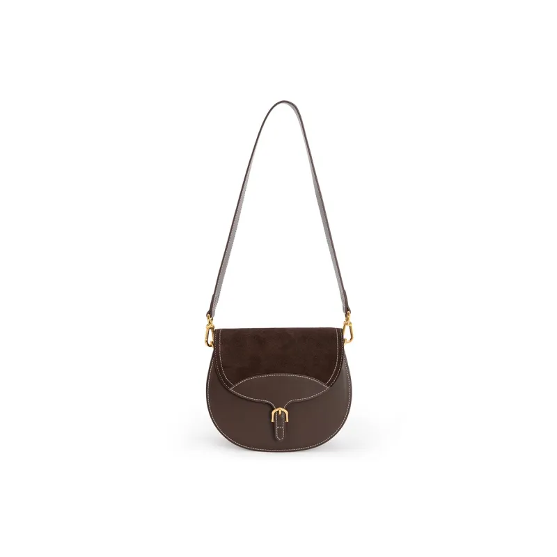VENOF Cow Leather Saddle Bag, Shoulder Bag Women's Roman Hair/Vanji Coffee-11