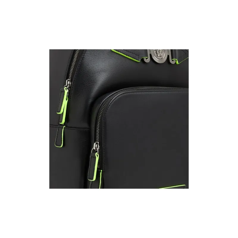 VERSACE Leather Backpack Men's Black-3