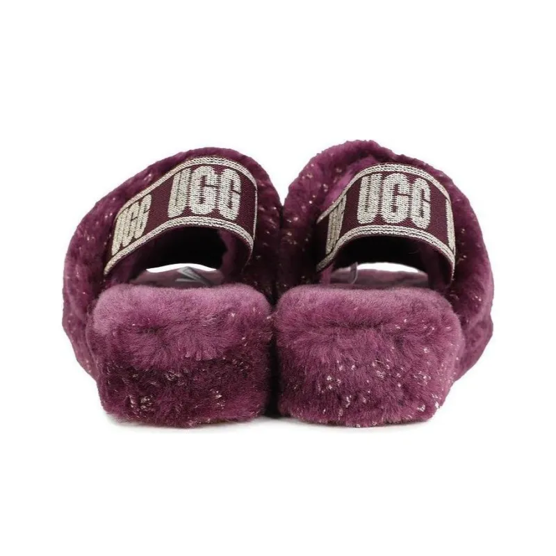 UGG Women's Fluff Yeah Slide 'Metallic Sparkle - Pinot Noir'-3