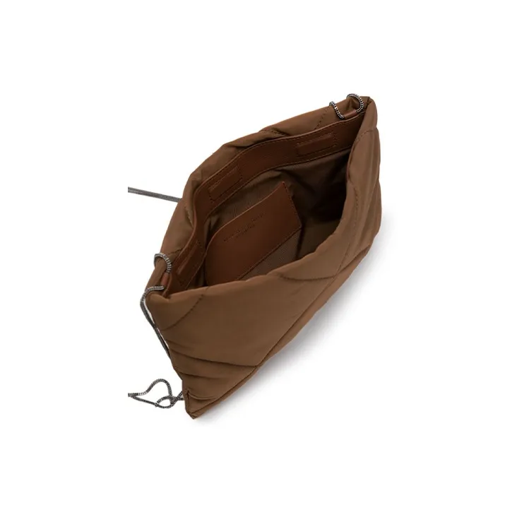 Brunello Cucinelli Monili Polyamide With Calfskin Crossbody Bag Shoulder Bag Women's Umber-2