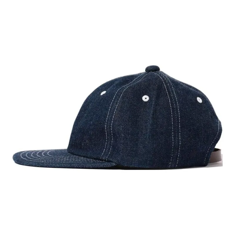 Beams Cotton, Cow Leather Baseball Caps Men's Indigo-1