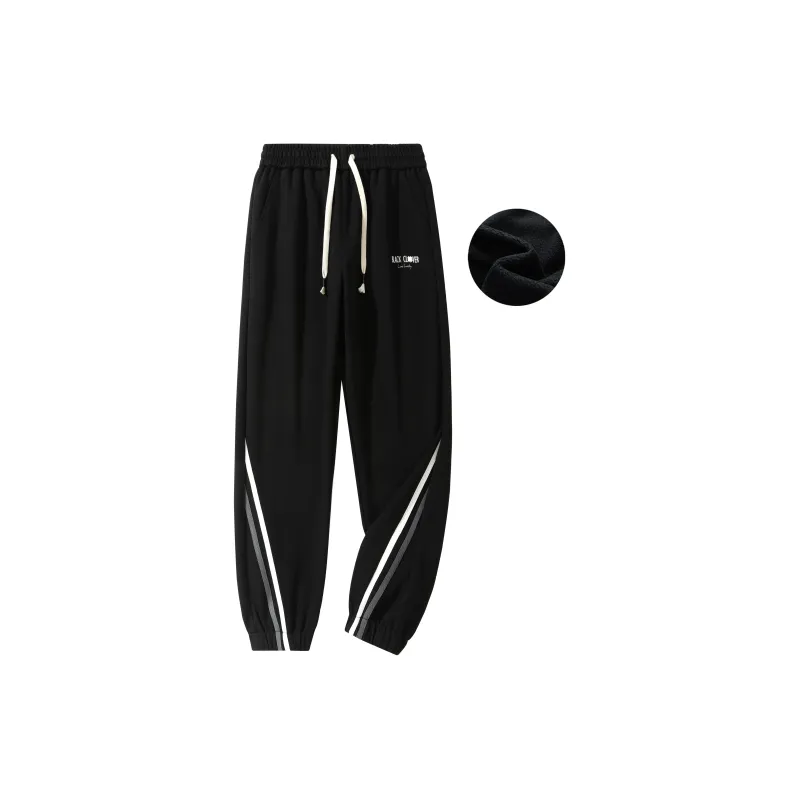 BLACK CLOVER Thickened And Fleece-Lined Crew Neck Pullover Sweatshirt Set Unisex Black-4