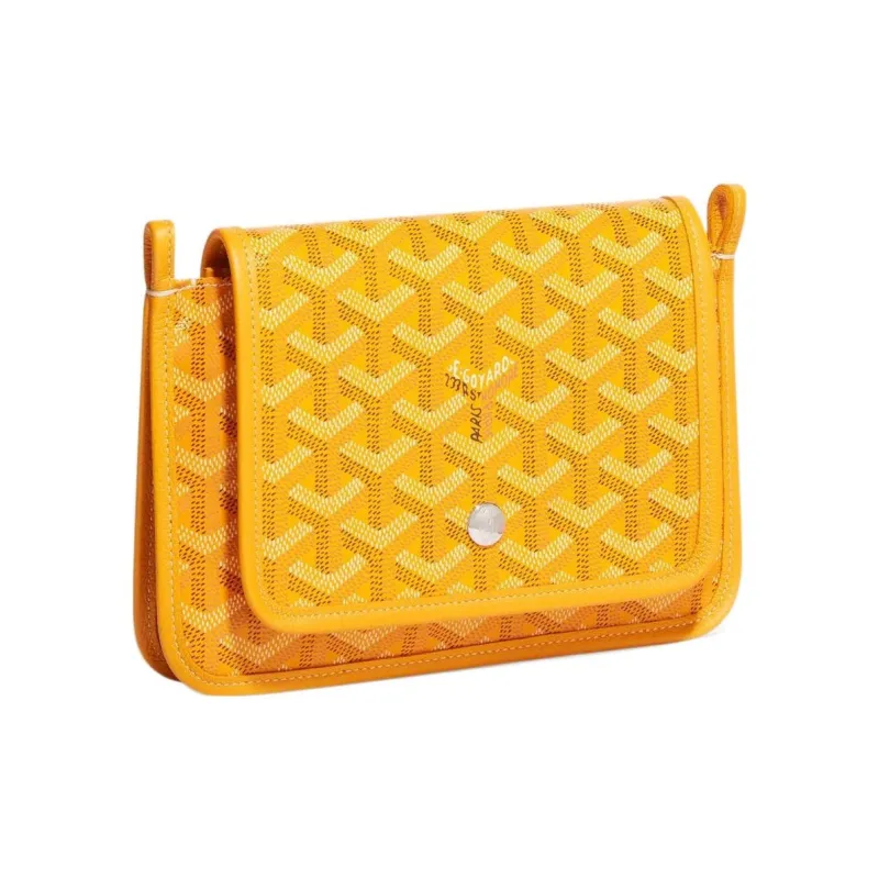 GOYARD Plumet Canvas With Leather Envelope Bag Crossbody Bag Shoulder Bag Unisex Yellow With Silver Small Heart Design-2