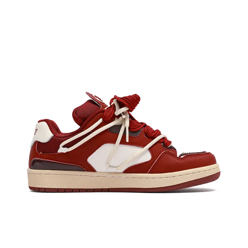 MR.PESIN Low Top Skateboard Shoes Unisex Burgundy-1