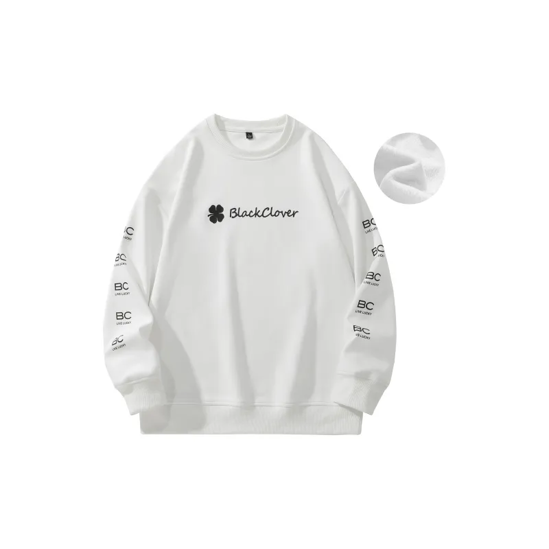 BLACK CLOVER Crew Neck Pullover Sweatshirt Set Unisex Black-37