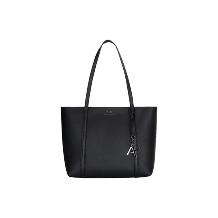 ARMANI EXCHANGEAE PU Synthetic Leather Tote Bag Shopping Bag Handbag Shoulder Bag Women's Black-0
