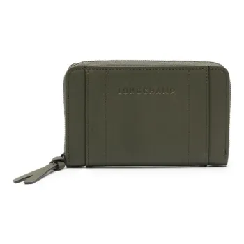 LONGCHAMP 3D Calfskin Wallet Women's Khaki Green