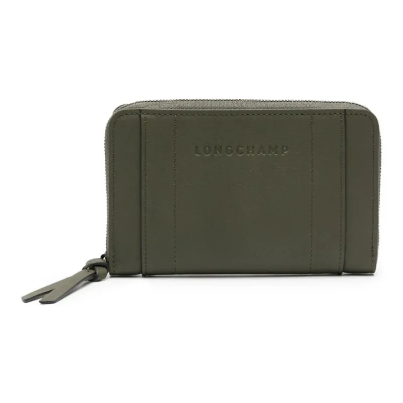 LONGCHAMP 3D Calfskin Wallet Women's Khaki Green-0