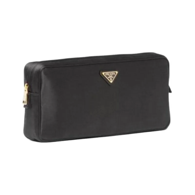 PRADA Silk Makeup Bags Clutches Women's Black-1