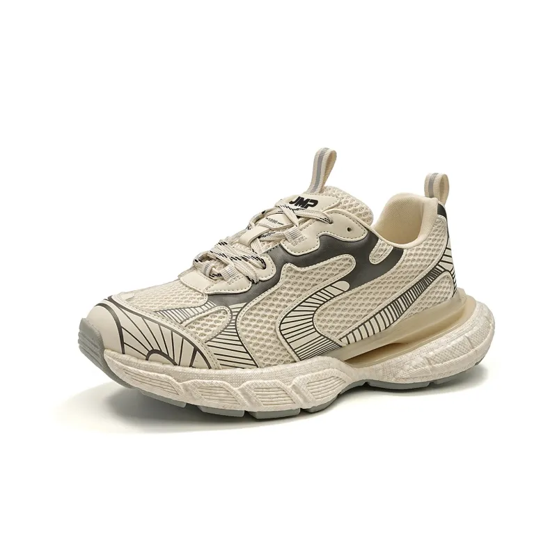 TRUMPPIPE Slip Resistant Low Top Chunky Sneakers Men's Beige-1