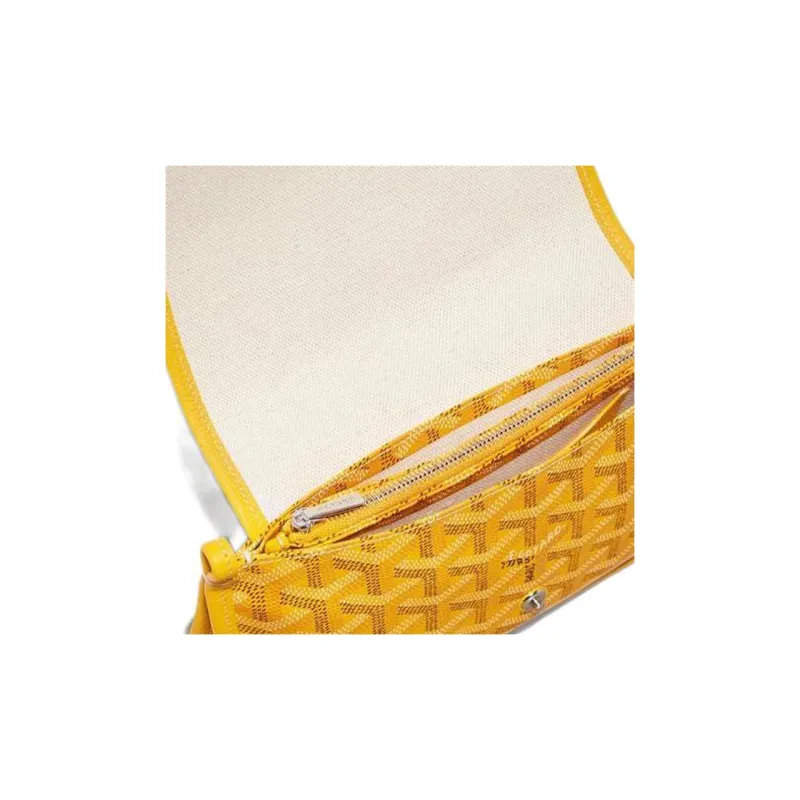 GOYARD Plumet Canvas With Leather Envelope Bag Crossbody Bag Shoulder Bag Unisex Yellow/Gray Small Heart Design-5