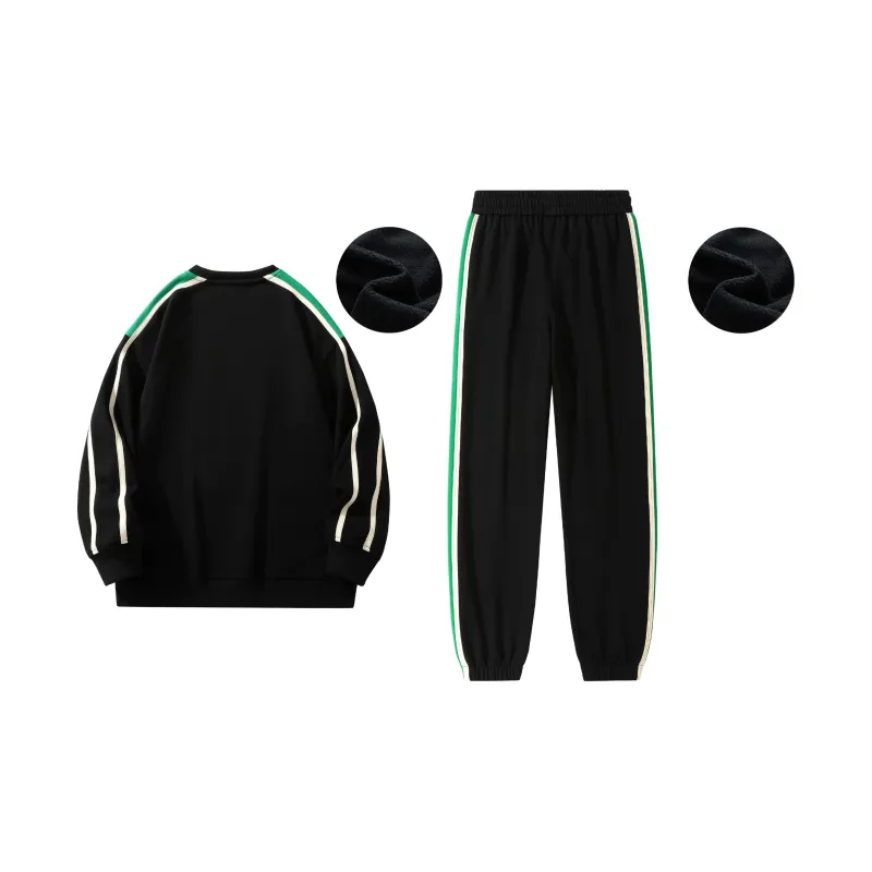 BLACK CLOVER Crew Neck Pullover Sweatshirt Set Unisex Black-1