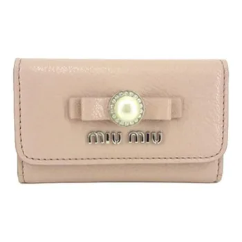 MIU MIU Calfskin Key Pouch Wallets Women's Pink