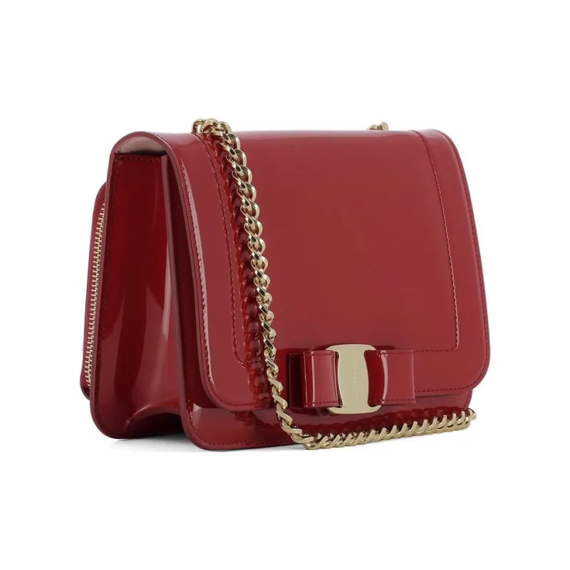 FERRAGAMO Cow Leather Handbag, Shoulder Bag, Crossbody Bag Women's Burgundy-1
