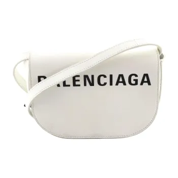 Balenciaga Leather Saddle Bag Shoulder Bag Crossbody Bag Women's White