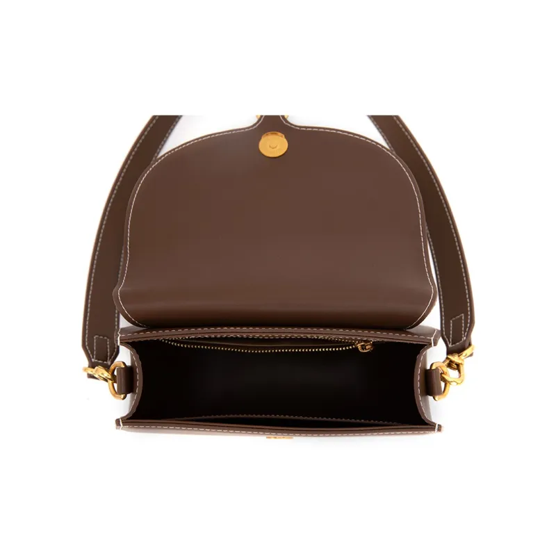 VENOF Cow Leather Saddle Bag, Shoulder Bag Women's Roman Hair/Vanji Coffee-4