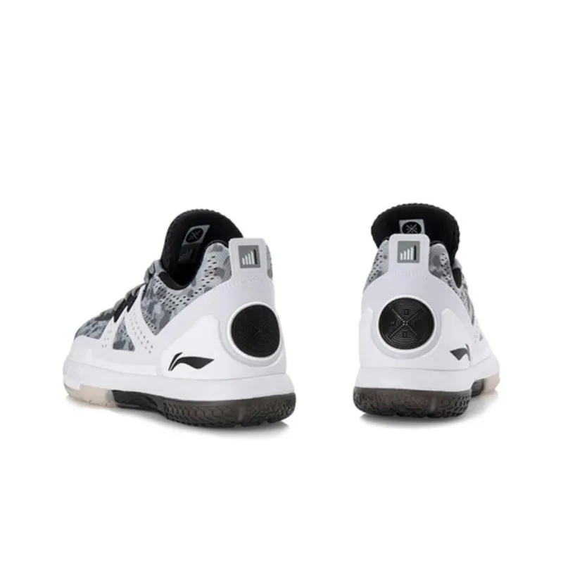 LiNing WOW 5 Low Top Basketball Shoes Men's Gray White-3