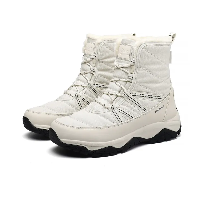 Jeep Warm And Wear Resistant Knee High Snow Boots Unisex White-2