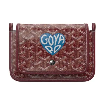 GOYARD Canvas With Leather Envelope Bag Crossbody Bag Shoulder Bag Unisex Burgundy & Sky Blue Small Heart