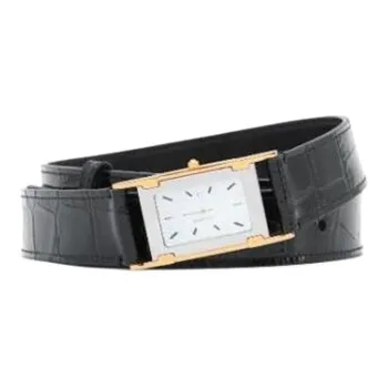 Burberry Embossed Pattern Leather Belts Men's Black Width: 3CM