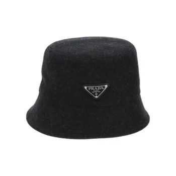 PRADA Calfskin Wool Bucket Hats Men's Black