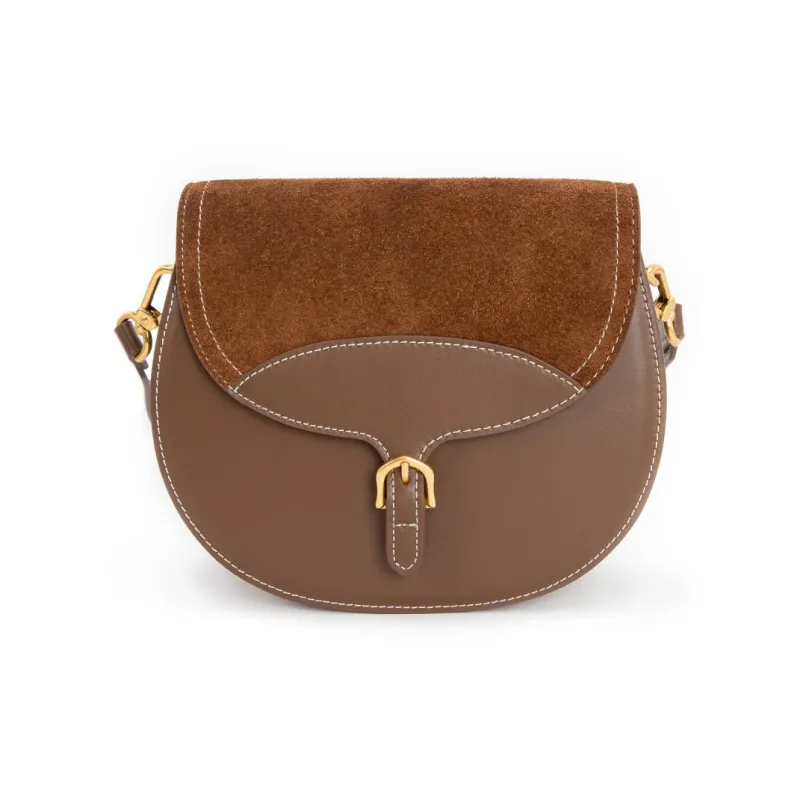 VENOF Cow Leather Saddle Bag, Shoulder Bag Women's Roman Hair/Vanji Coffee-1